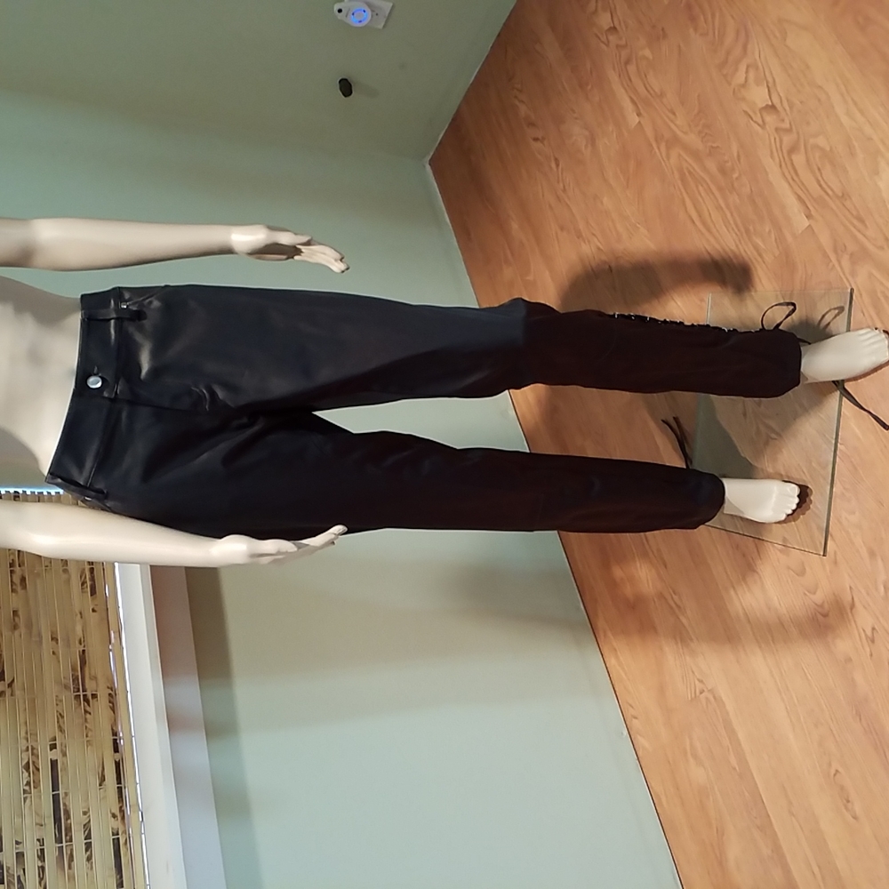 Bedo Graphite Satin Pant Lacing Down Sides Size 10